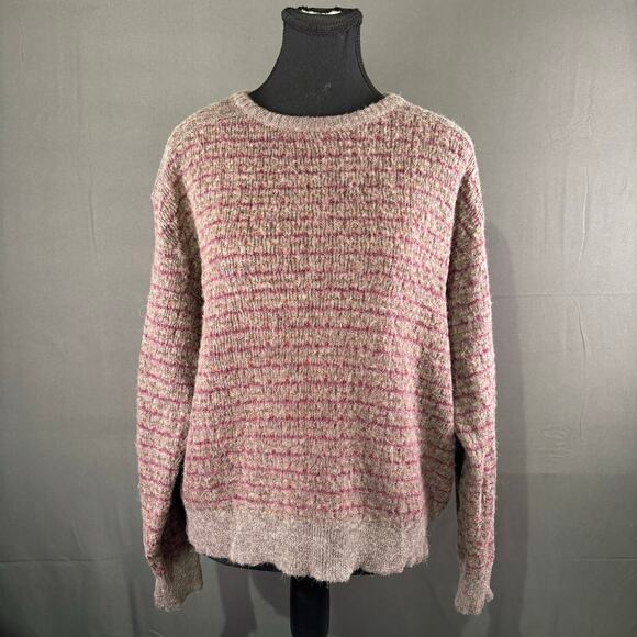 VTG Wool Sweater Men’s XL Marck Alpaca Textured Knit  Made in Italy Cozy Red Tan - Picture 1 of 13